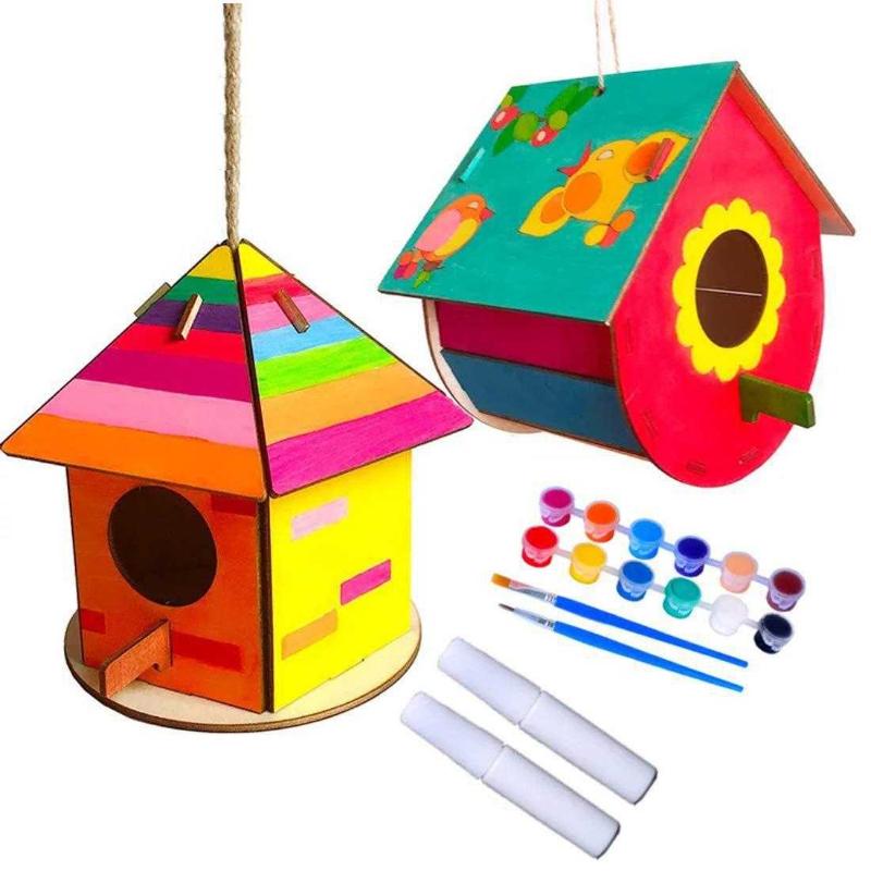 4 Pack Bird House Crafts for Kids Ages 5-8 8-12, Buildable DIY Birdhouse Kit  for