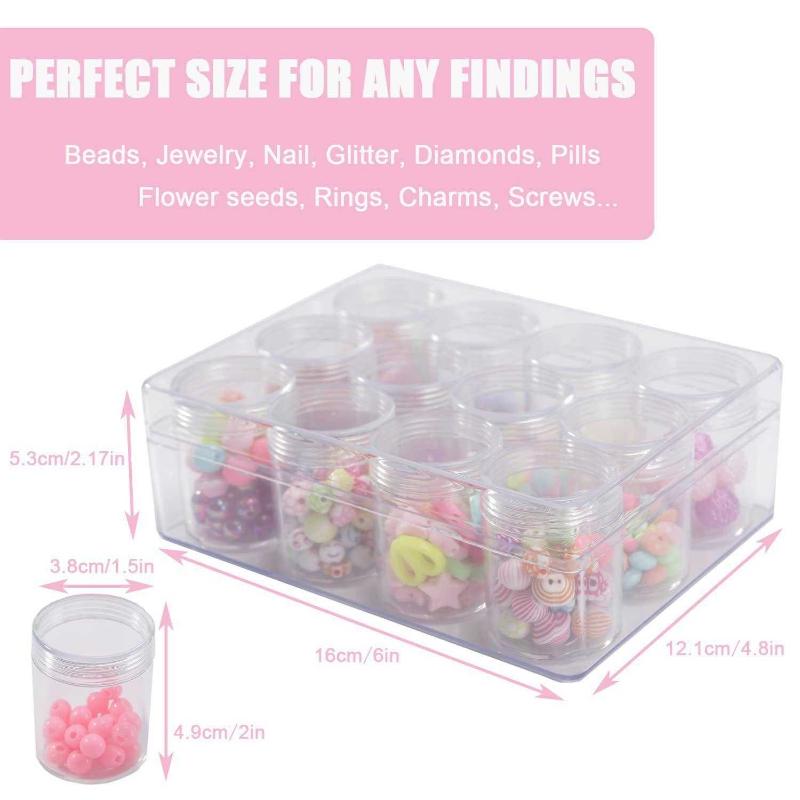 Art and Craft Storage Bottle Jars 6.3x4.8x2.17in-Beads Storage Containers Lids Ideal forOrganizing 1 pack-12 grid 12 Grids Transparent Plastic Bead Storage Organizer 