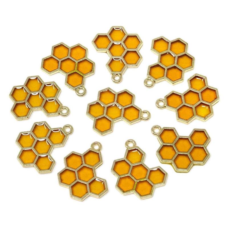 Honbay 10PCS Enamel Bee Charm Pendants with Crystal for Jewelry Making or DIY Crafts 