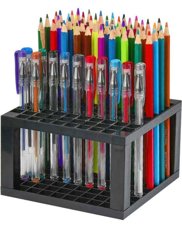 Antika - 96 Hole Pencil & Brush Holders, 2 Pack Multi Bin Plastic Desk Stand  Organizer Holding Rack for Pens, - kitantik - kitaLog