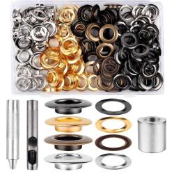 Antika - 1/2inch Grommet Kit 100 Sets Grommets Eyelets with 3 Pieces Install Tool Kit, 4 Colors Grommets Kit - kitantik - kitaLog