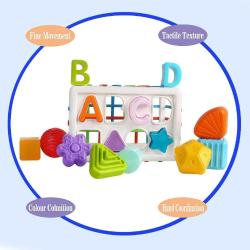Antika - Baby Shape Sorting Toy Sensory Sorting Bin with Elastic Bands Colorful Cube for Preschool Educationa - kitantik - kitaLog