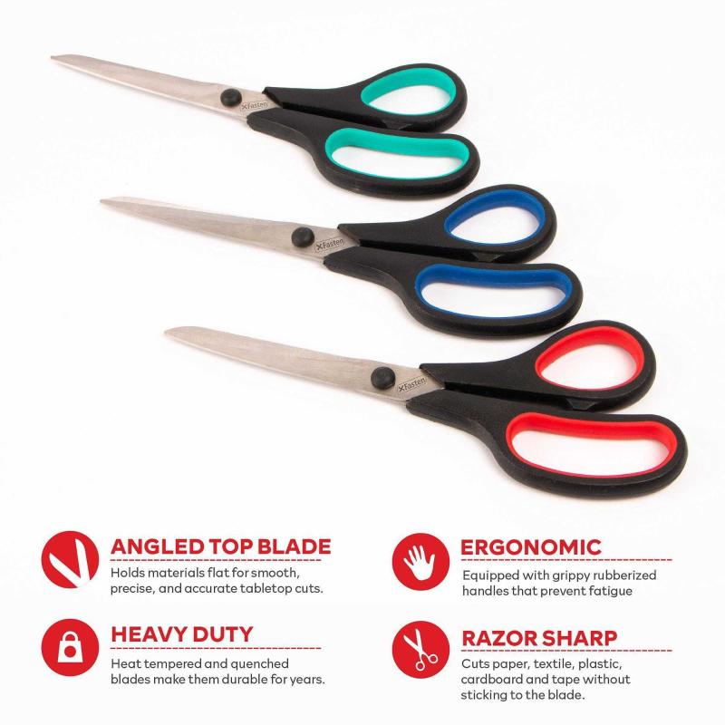 Multipurpose Scissors Bulk 3-Pack, Ultra Sharp Scis Handles, Blade ...