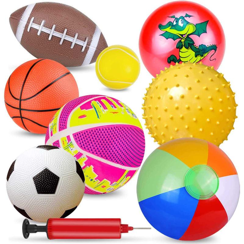Ynanimery Soft Sports Balls Set for Kids Toddlers Boys Girls Suitable for Kids Play Indoor and Outdoor Soccer Basketball Tennis Football Ball and a Air Pump 