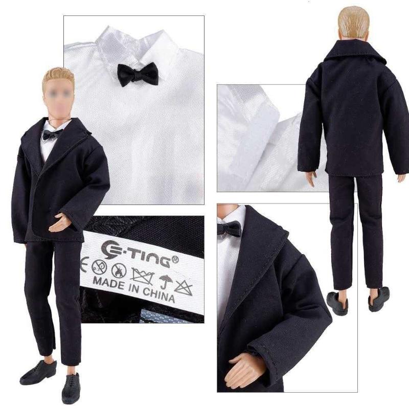  E-TING 10-Item Fantastic Pack = 5 Sets Fashion Casual Wear Clothes  Outfit +5 Pairs Shoes for boy Doll Random Style (Casual Wear Clothes +  Black Suit + Swimwear) : Toys & Games