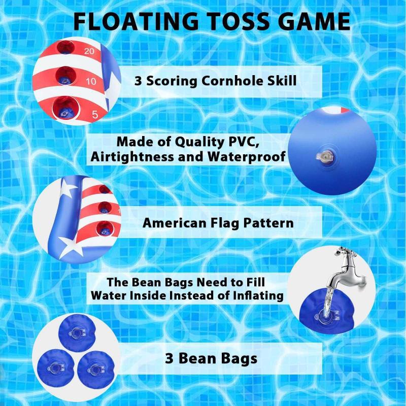 Inflatable Pool Toys Games Set Ages 8-12+ Inflatable Cross Ring Toss Game&Swimming Pool Ring Toss Games Toys for Kids Adults Swimming Pool Water Game 