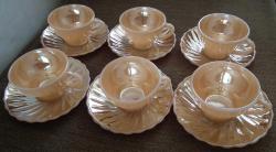 Antika - 6 ADET CAM ANCHOR HOCKING USA ÇAY FİNCAN VE TABAKLARI - kitantik - kitaLog