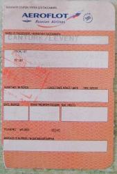 AEROFLOT MOSCOW-İSTANBUL PASSENGER COUPON - UÇAK BİLETİ