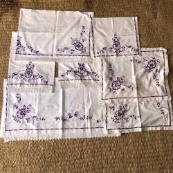 SARMA İP İŞLEMELİ - KARYOLA ETEĞİ+2 TEK KİŞİLİK YASTIK+2 KIRLENT+PİJAMALIK+SANDIK ÖRTÜSÜ - 7 PARÇA