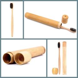 OMENİV'DEN DOĞAL BAMBU DİŞ BAKIM SETİ DİŞ FIRÇASI SAKLAMA KUTUSU + DİŞ FIRÇASI STANDI ÜÇÜ BİRARADA