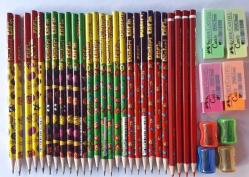 Kurşun Kalem Adel 24 Adet +kırmızı Kalem Faber 4 Adet +Silgi Faber 4 adet +Kalemtraş  onas 4 adet