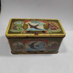 ÇY3-----KIRLANGIÇ RESİMLİ ESKİ TENEKE KUTU
