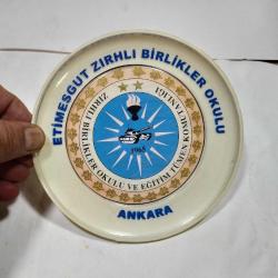 Antika - T12------ETİMESGUT ZIRHLI BİRLİKLER OKULU MELAMİN TABAK- 1CM ÇATLAĞI VAR - kitantik - kitaLog