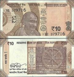 HİNDİSTAN 10 RUPİ 2017. MAHATMA GANDHI GÖRSELLİ. ÇİL KONDİSYON.
