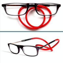 OMENİV'DEN HOBİ BİLGİSAYAR İÇİN ÖZEL YUMUŞAK KORDONLU GRİ-KIRMIZI GÖZLÜK ÇERÇEVE MIKNATISLI ÇOK PRATİK