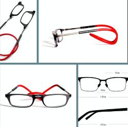 OMENİV'DEN HOBİ BİLGİSAYAR İÇİN ÖZEL YUMUŞAK KORDONLU GRİ-KIRMIZI GÖZLÜK ÇERÇEVE MIKNATISLI ÇOK PRATİK