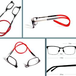 OMENİV'DEN HOBİ BİLGİSAYAR İÇİN ÖZEL YUMUŞAK KORDONLU GRİ-KIRMIZI GÖZLÜK ÇERÇEVE MIKNATISLI ÇOK PRATİK