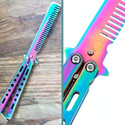 OMENİV'DEN KESKİN DEĞİLDİR  KELEBEK PRATİK İÇİN RENKLİ ÇELİK KATLANIR ÇAKISI ÇAKI BIÇAK TARAK