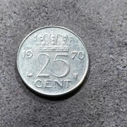 P33---------1970 HOLLANDA MADENİ PARA---25 CENT