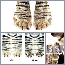 OMENİV'DEN TEKİR KEDİ PATİ DESENLİ UZUN BAYAN ÇORABI ÇORAP SÜPER