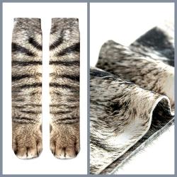 OMENİV'DEN TEKİR KEDİ PATİ DESENLİ UZUN BAYAN ÇORABI ÇORAP SÜPER