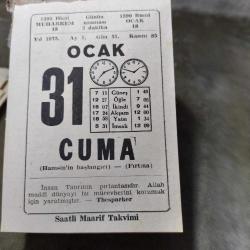 31 OCAK 1975  SAATLİ MAARİF TAKVİM YAPRAĞI