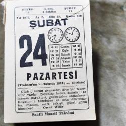 24 ŞUBAT 1975  SAATLİ MAARİF TAKVİM YAPRAĞI