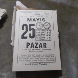 25 MAYIS 1975  SAATLİ MAARİF TAKVİM YAPRAĞI
