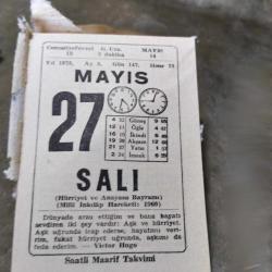 27 MAYIS 1975  SAATLİ MAARİF TAKVİM YAPRAĞI