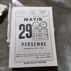 29 MAYIS 1975  SAATLİ MAARİF TAKVİM YAPRAĞI