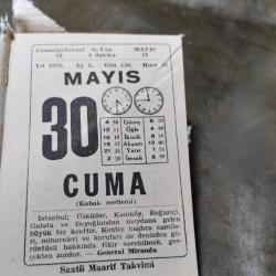 30 MAYIS 1975  SAATLİ MAARİF TAKVİM YAPRAĞI