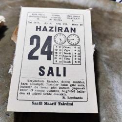 24 HAZİRAN 1975  SAATLİ MAARİF TAKVİM YAPRAĞI