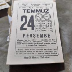 24 TEMMUZ 1975  SAATLİ MAARİF TAKVİM YAPRAĞI