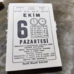 Efemera - 6 EKİM 1975 SAATLİ MAARİF TAKVİM YAPRAĞI - kitantik - kitaLog