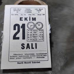 21 EKİM 1975 SAATLİ MAARİF TAKVİM YAPRAĞI