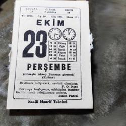 23 EKİM 1975 SAATLİ MAARİF TAKVİM YAPRAĞI