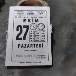 27 EKİM 1975 SAATLİ MAARİF TAKVİM YAPRAĞI