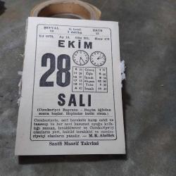 28 EKİM 1975 SAATLİ MAARİF TAKVİM YAPRAĞI