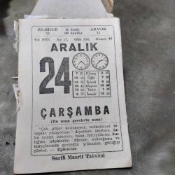 24 ARALIK 1975 SAATLİ MAARİF TAKVİM YAPRAĞI
