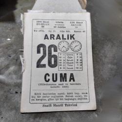 26 ARALIK 1975 SAATLİ MAARİF TAKVİM YAPRAĞI
