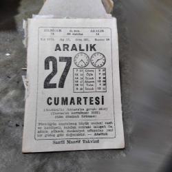 27 ARALIK 1975 SAATLİ MAARİF TAKVİM YAPRAĞI