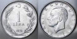 TÜRKİYE CUMHURİYETİ 1 LİRA 1972.