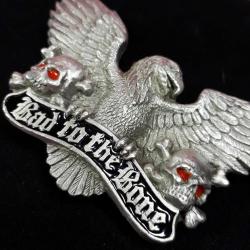 VINTAGE KURUKAFA VE KARTAL FİGÜRLÜ BAD TO THE BONE METAL KEMER TOKASI