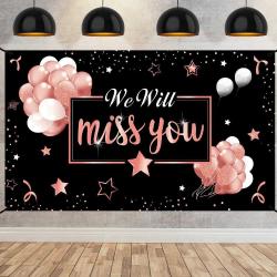 Antika - Going Away Party Decorations We Will Miss You Banner Backdrop, Rose Gold Farewell Party Supplies for - kitantik - kitaLog