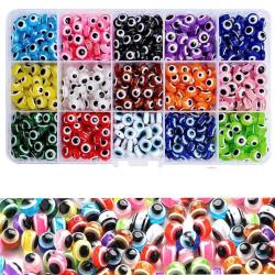 Antika - Evil Eye Beads for Jewelry Making,750 Pieces Flat Round Lampwork Evil Eye Turkish Handmade Resin Cha - kitantik - kitaLog