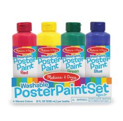 Melissa & Doug Washable Poster Paint Set (4 Colors Red, Yellow, Green, Blue)