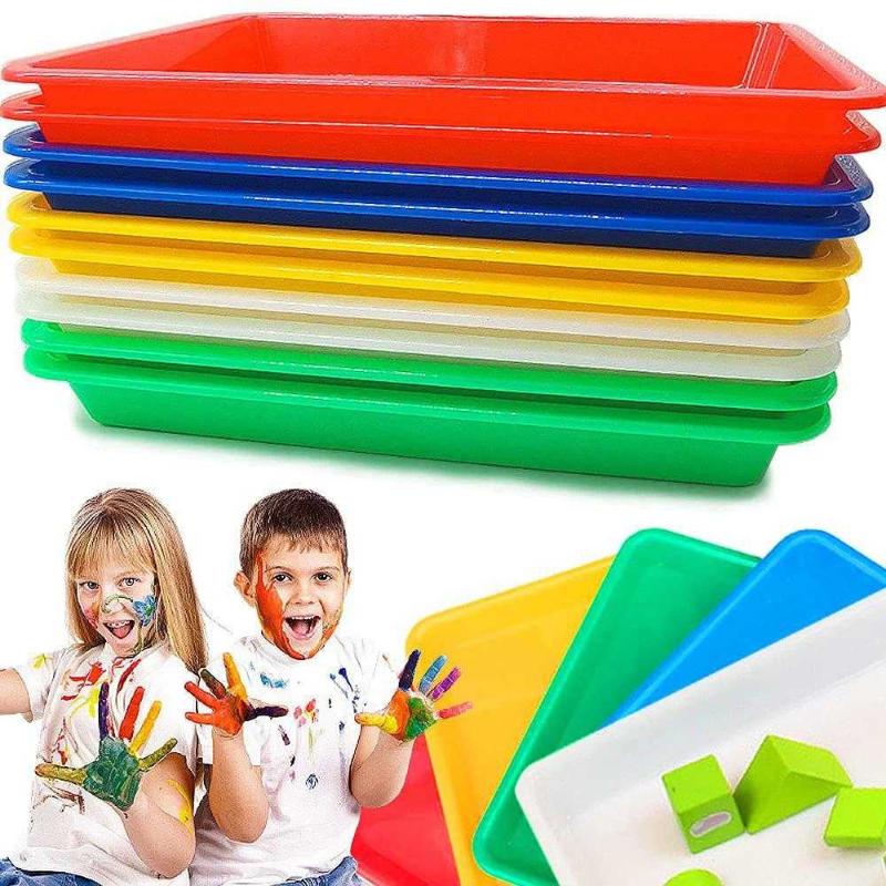 10 PCS Multicolor Plastic Art Trays,Activity Plastic Tray,Serving Tray for Art  and Crafts,Painting,Beads,Organizing Supply(5 Color)