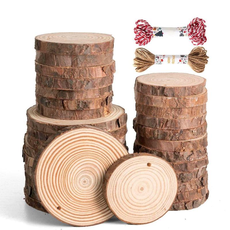 Natural Wood Slices for Crafts, 20Pcs 2.4-2.8 Inch Unfinished
