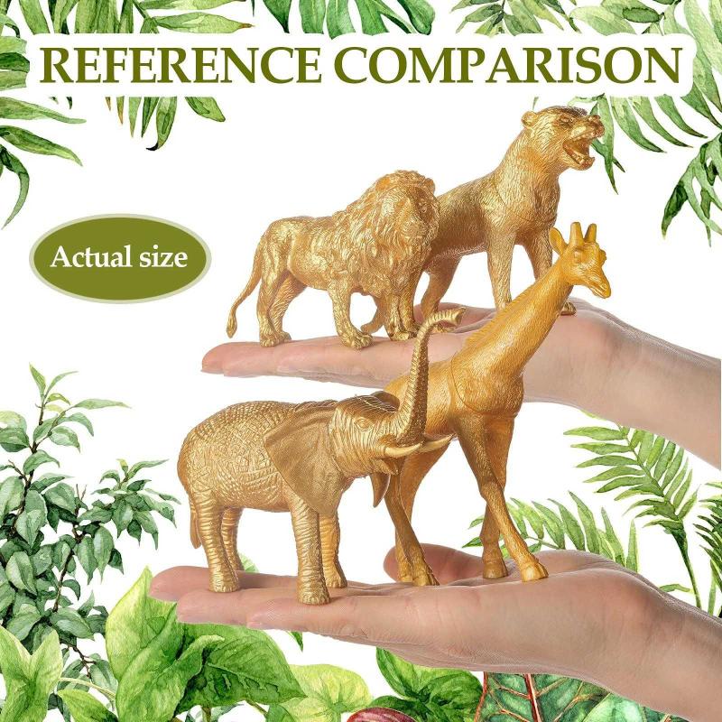 12 Piece Metallic Gold Animal Figurines Toys Safari Zoo Animal Figürler  Plastic Jungle Animals for B - Antika ve Koleksiyon - kitantik |  #12702209018275