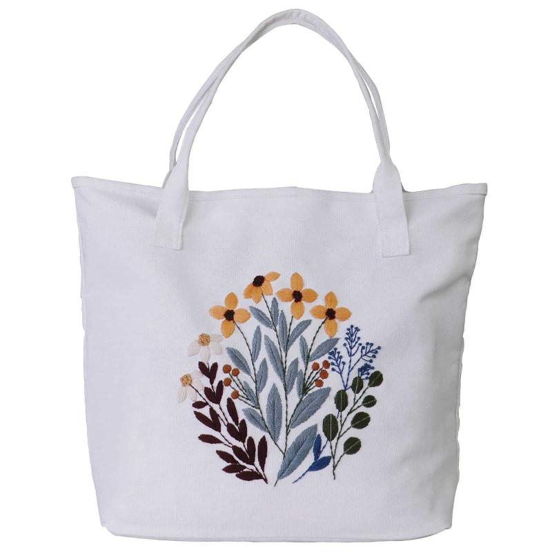 Embroidery Kit Canvas Tote Bag with Patterns for Beginners, Personalized  Canvas Bag Kits, Bamboo Embroidery Hoop, English Instruction for DIY Crafts